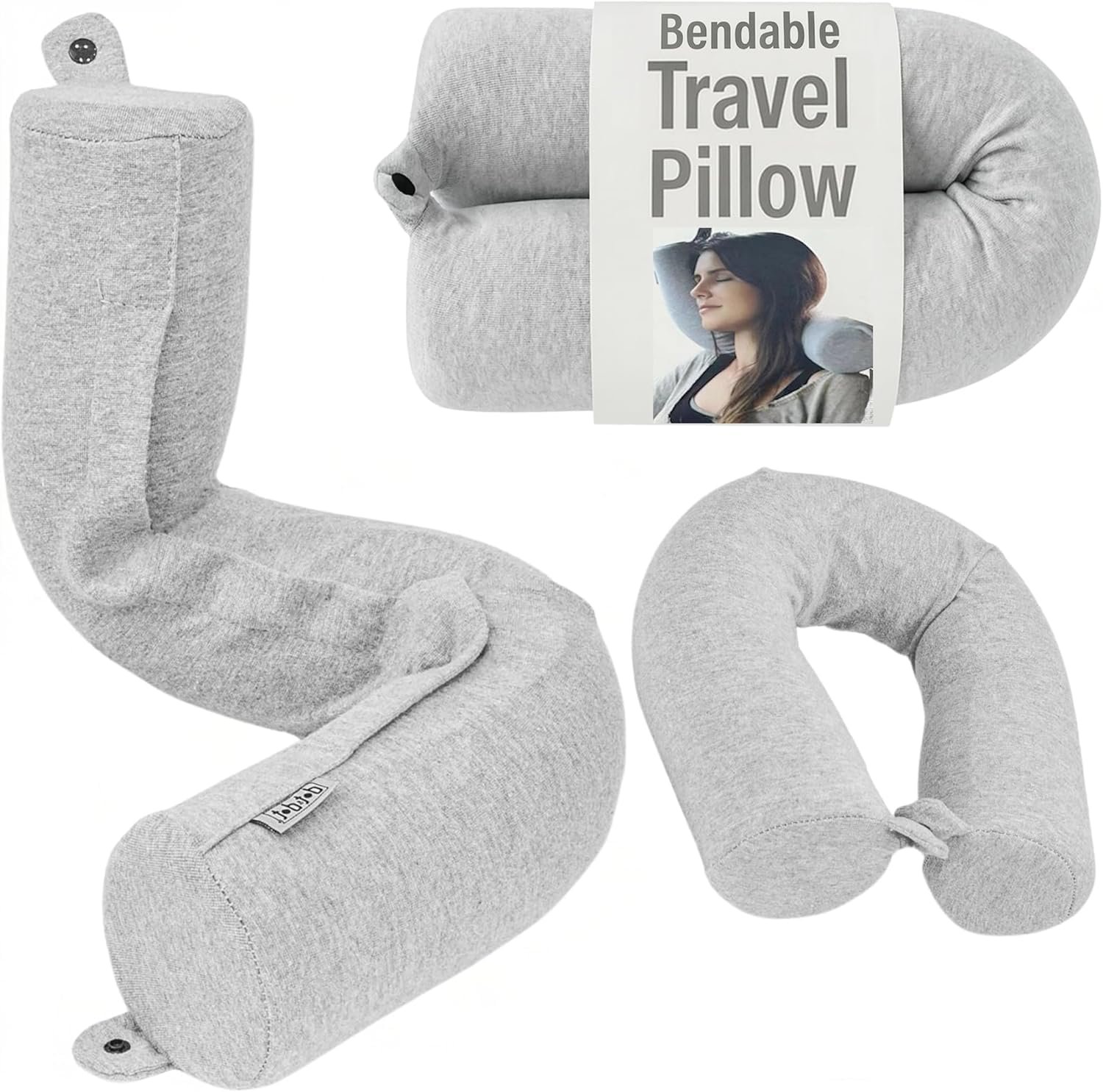 Dot&Dot Twist memory foam travel pillow showing adjustable bendable design for neck and lumbar support