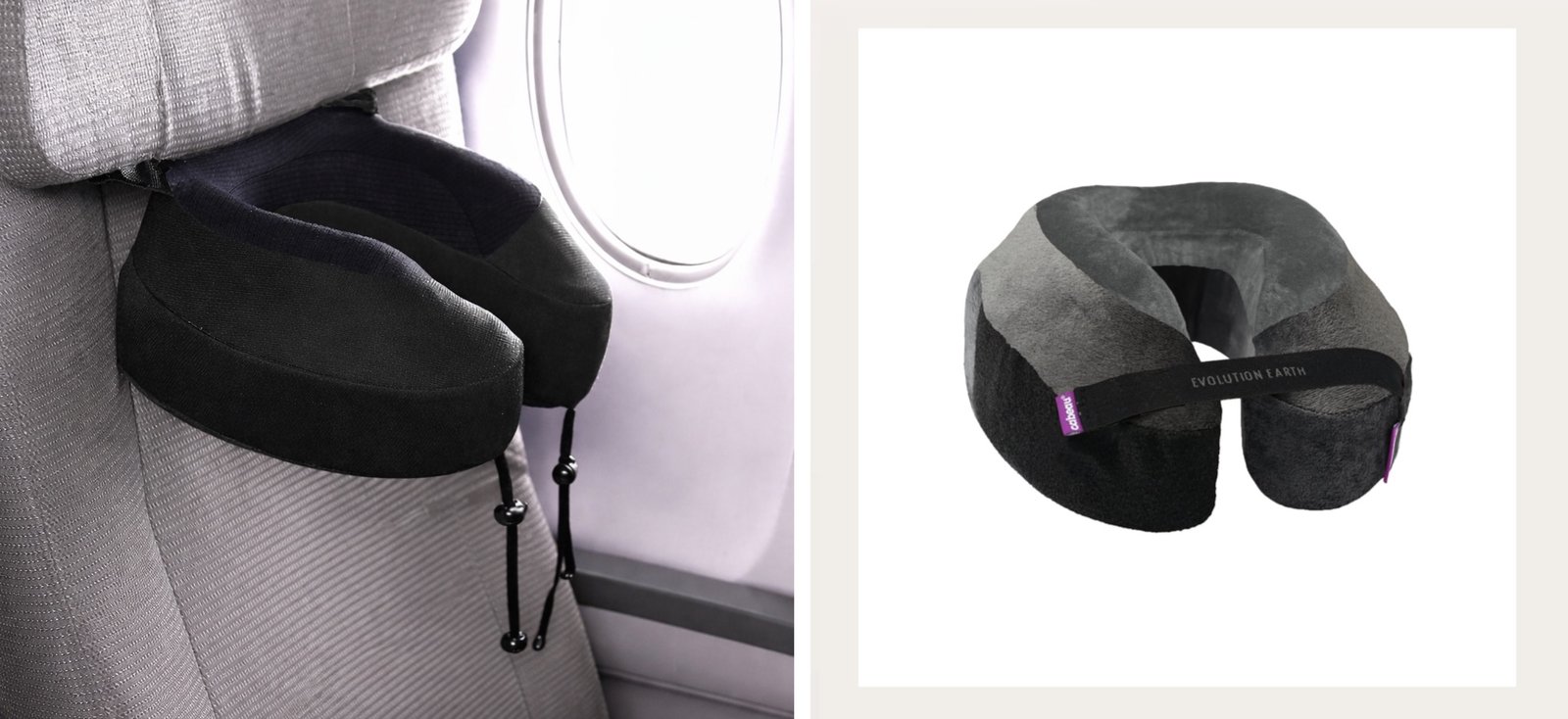 Cabeau Evolution Earth vs Evolution S3 travel pillows compared showing foam design and neck support